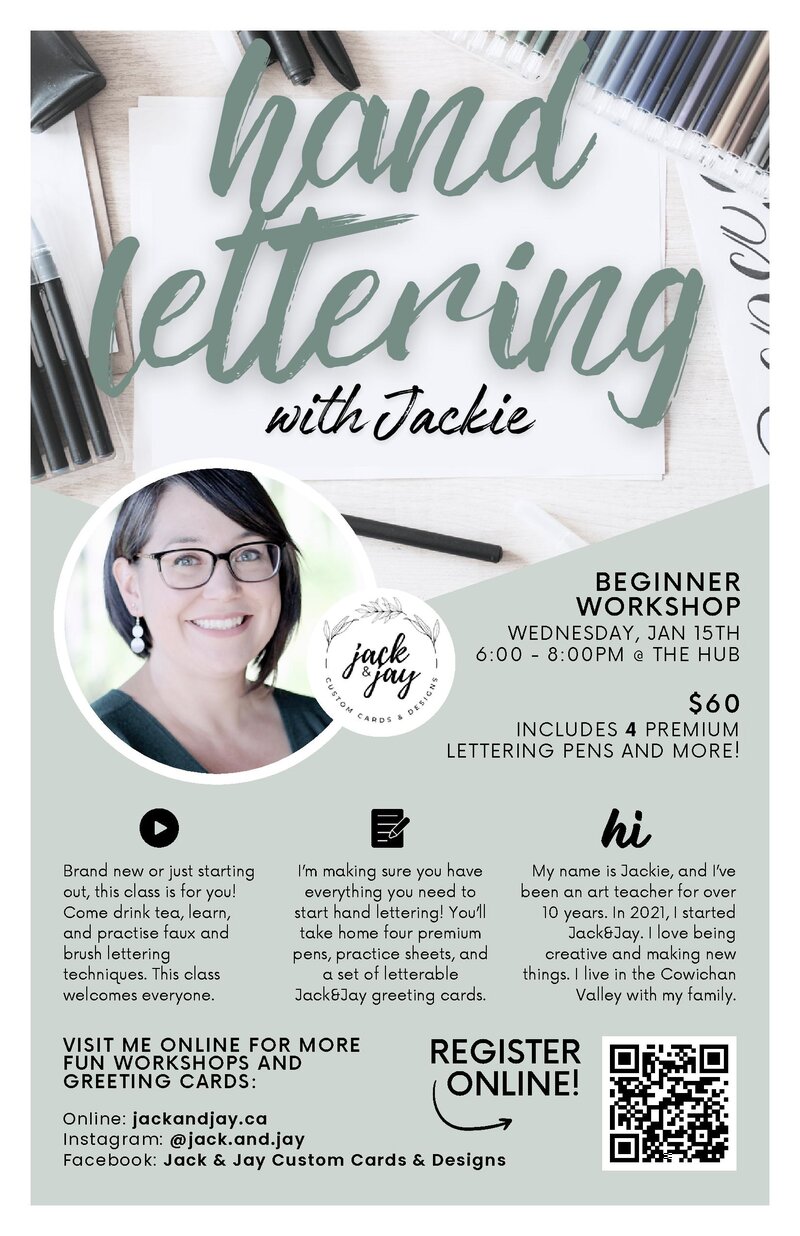 Hand Lettering for Beginners - May 6th @ The HUB at Cowichan Station