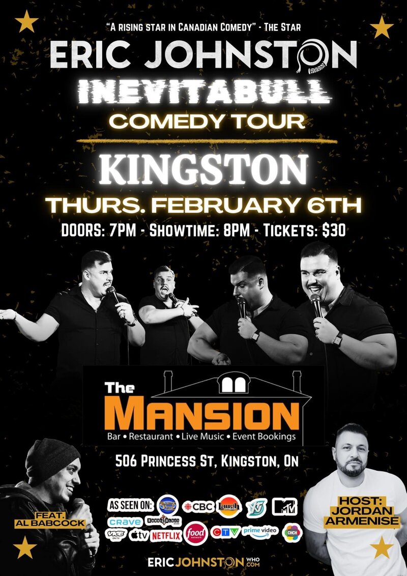 Comedian Eric Johnston: The Inevitabull Tour Live in Kingston - May 1st @ The Mansion