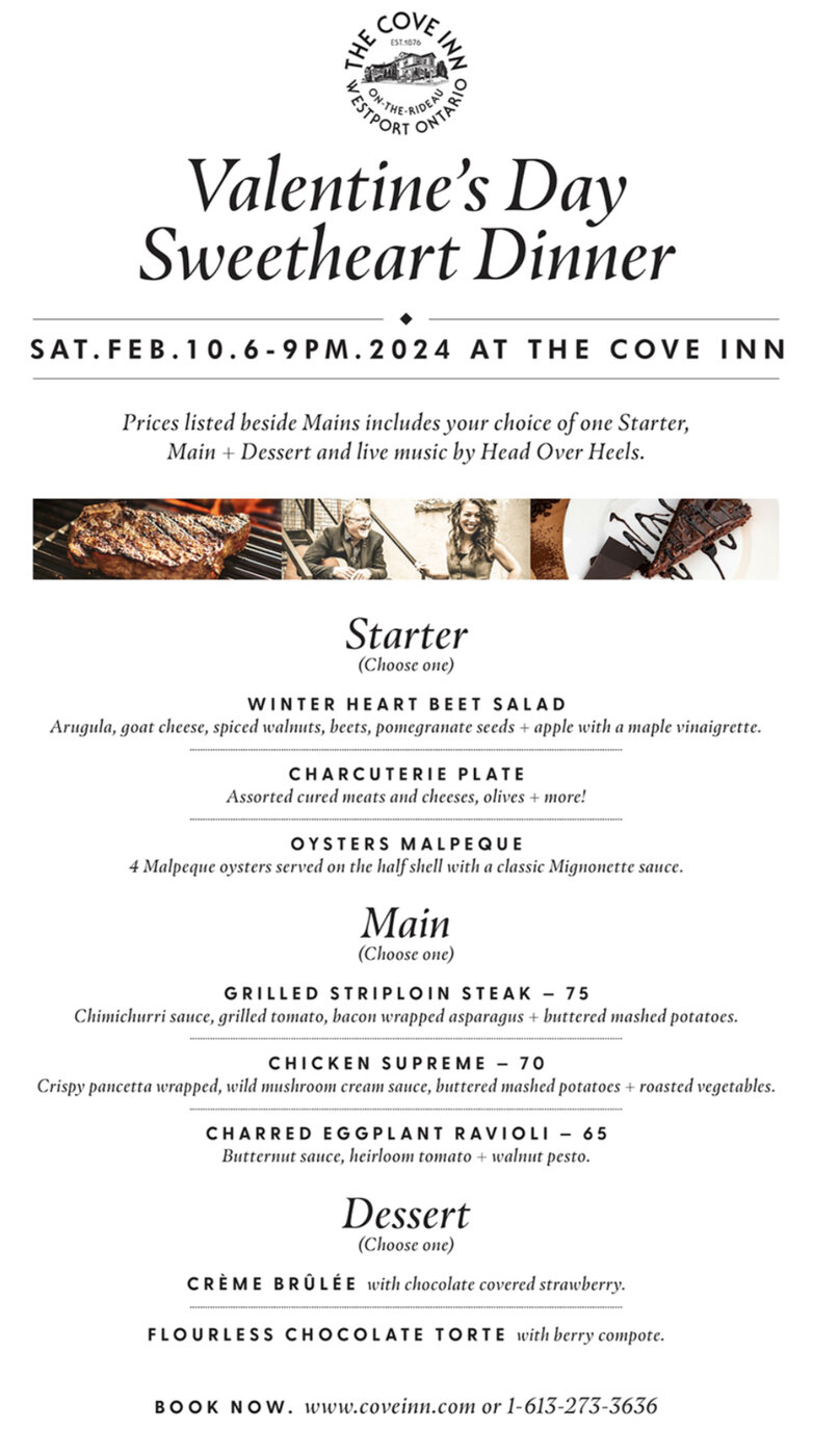 Valentine&rsquo;s Day Sweetheart Dinner - May 17th @ The Cove Inn