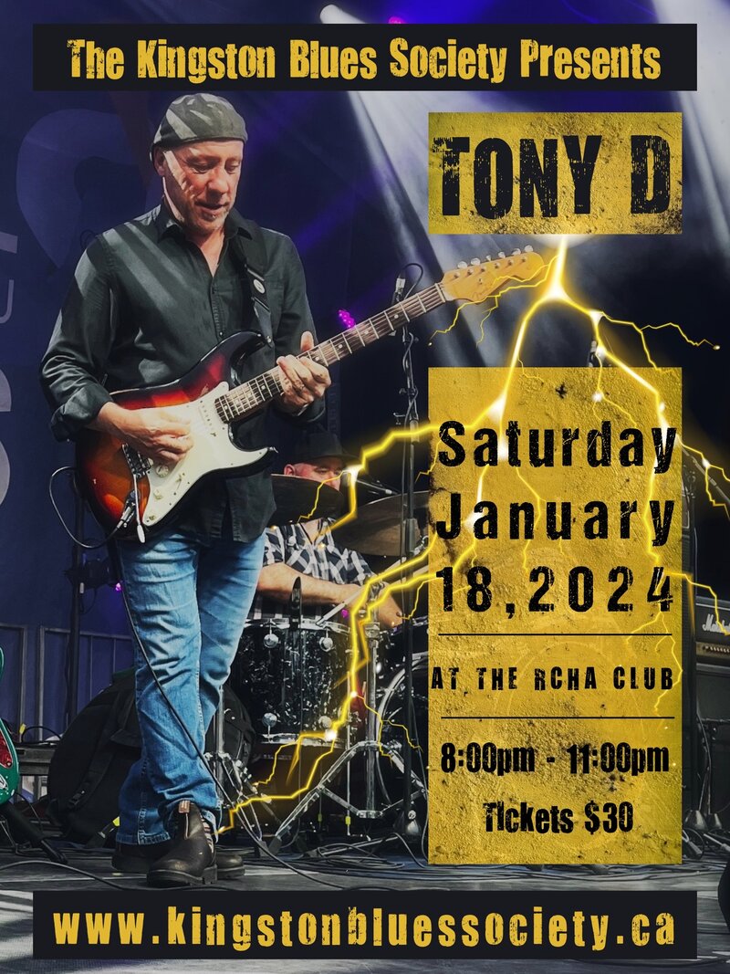 KBS Presents: The Tony D Band @ The Club at the R.C.H.A. Jan 18 2025 - May 5th @ The Club at the R.C.H.A.