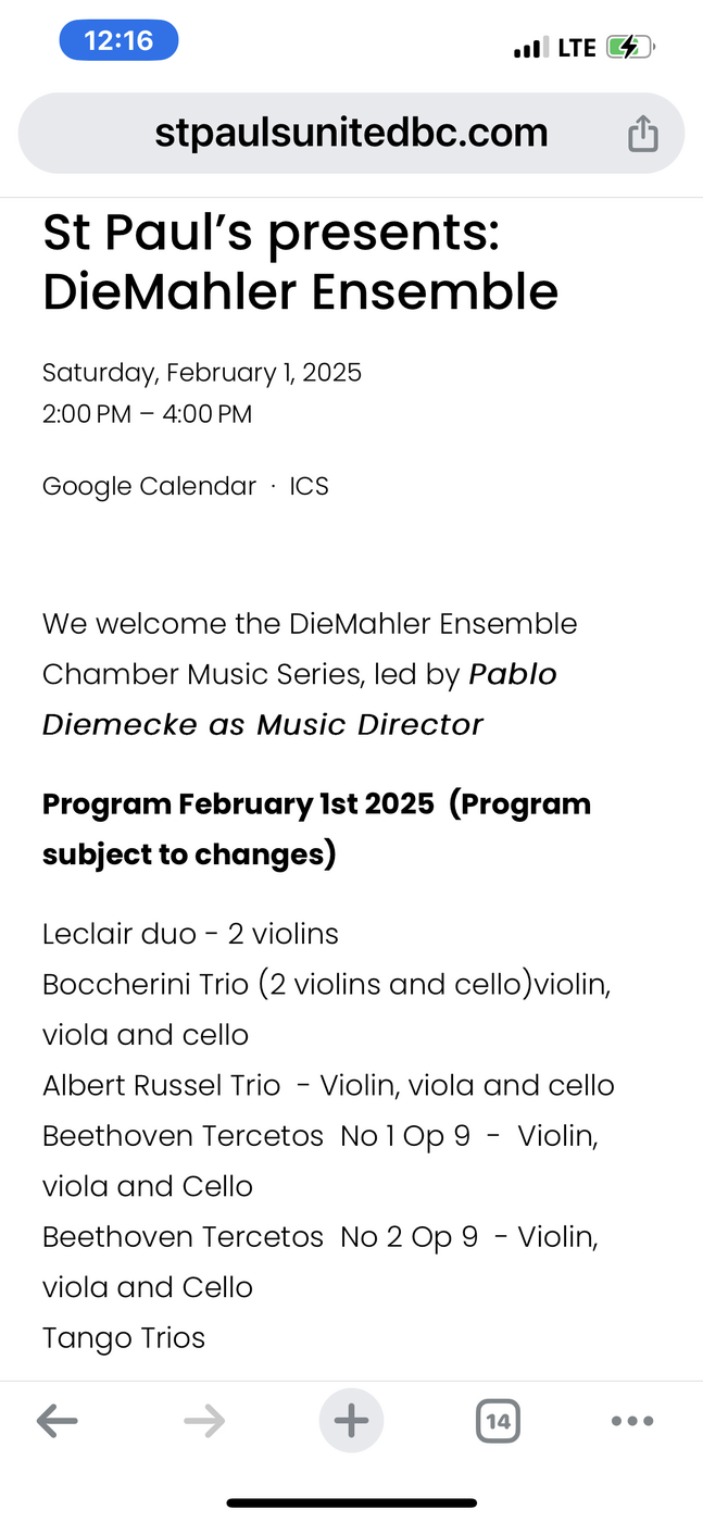 DieMahler Trio Ensemble - May 7th @ St Paul's United Church