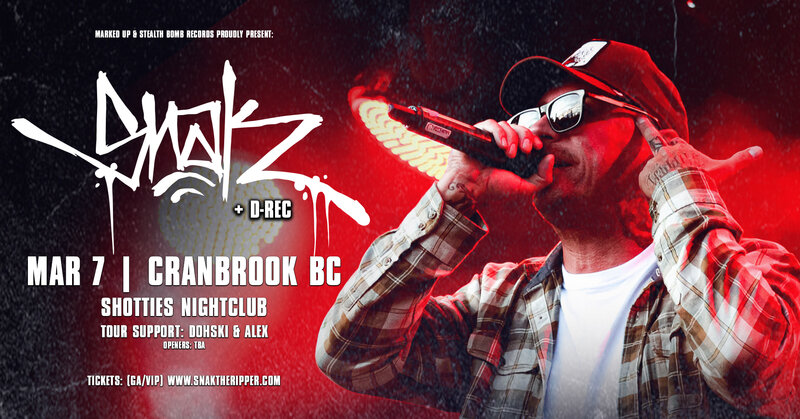 SNAK THE RIPPER Live In CRANBROOK - May 7th @ Shotties Nightclub