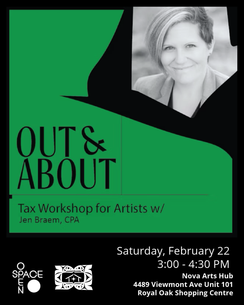 Out & About: Tax Workshop for Artists with Jen Braem, CPA - Jun 3rd @ Nova Arts Hub
