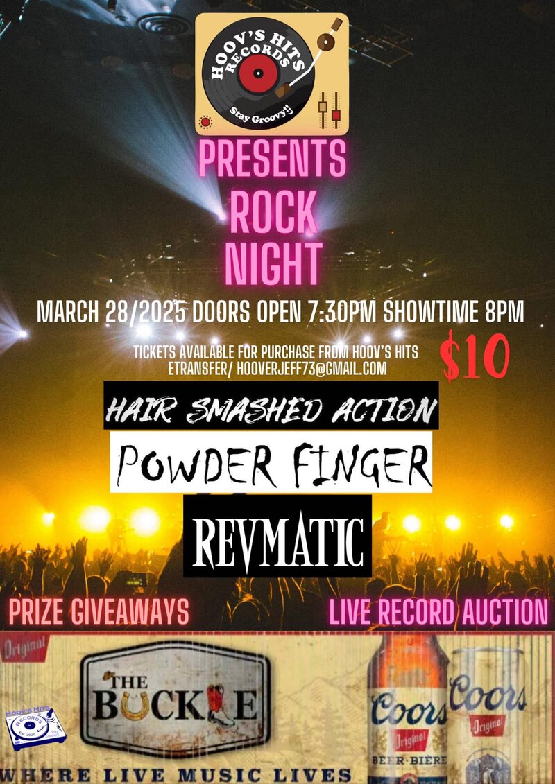 Hair Smashed Action, Powder Finger, Revmatic @ The Buckle Mar 28 2025 - May 6th @ The Buckle