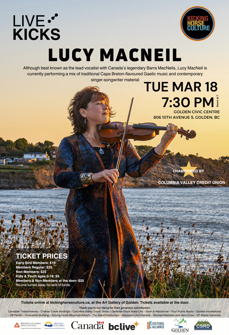 Kicking Horse Culture Presents: Lucy MacNeil - May 6th @ Golden Civic Centre