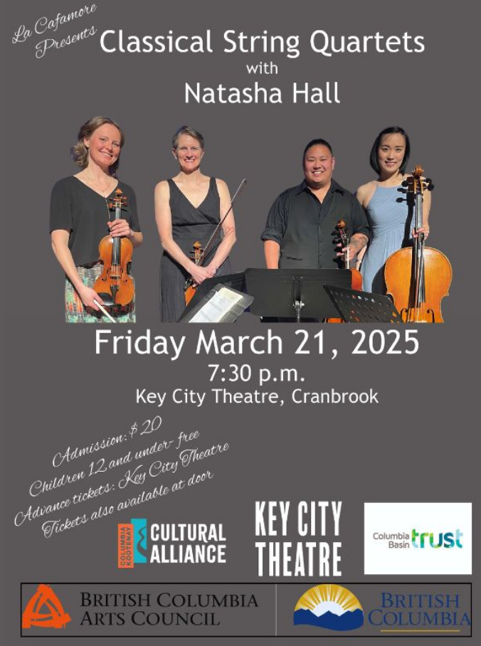 Classical String Quartets with Natasha Hall - May 6th @ Key City Theatre