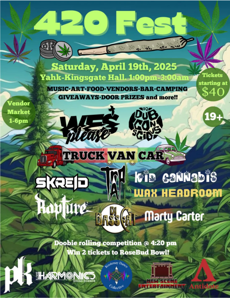 Kootenay Dance Collective presents: 420 Fest - May 6th @ Yahk-Kingsgate Hall
