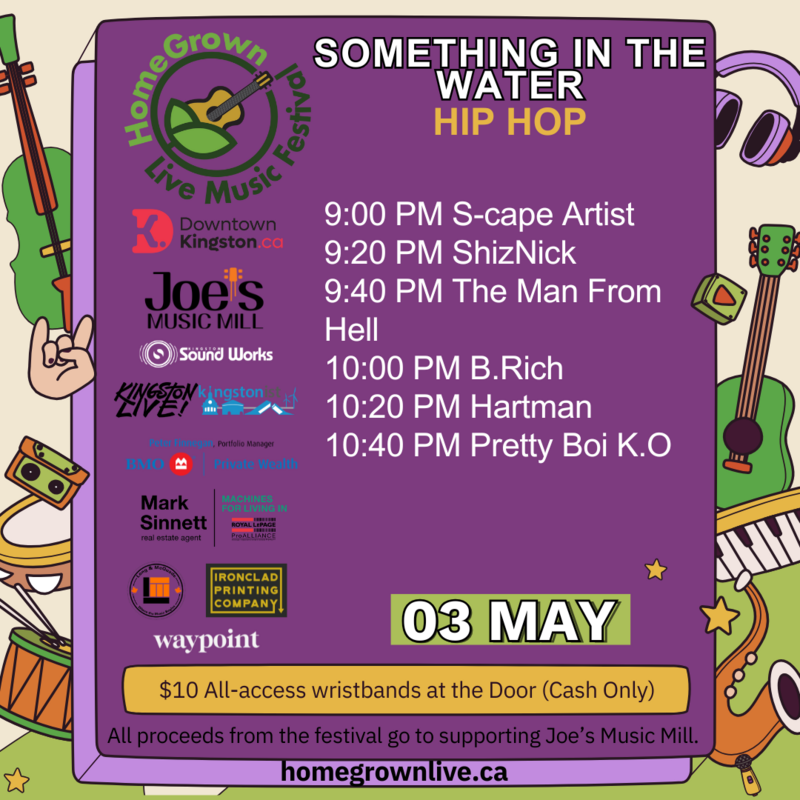 HomeGrown Live Music Festival 2025: S-Cape Artist, ShizNick, Lucanus Pell, B.Rich, Hartman, Pretty Boi K.O. @ Something In The Water May 3 2025 - May 6th @ Something In The Water