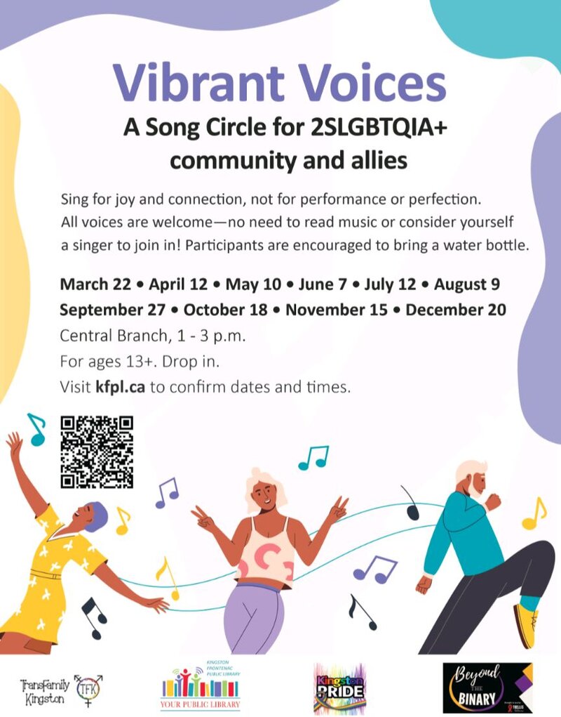 Vibrant Voices: A Song Circle for 2SLGBTQIA+ Community and Allies - May 6th @ Kingston Frontenac Public Library - Central Branch