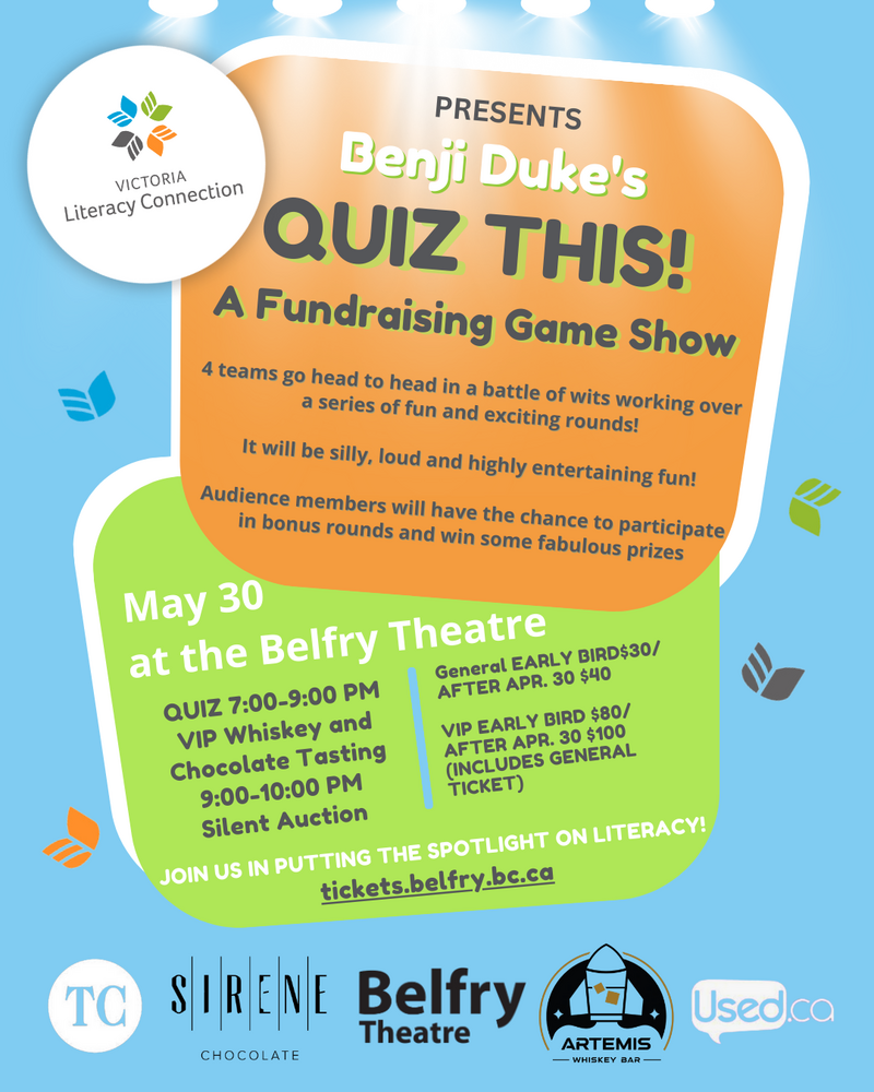 Spotlight on Literacy Fundraiser - May 1st @ Belfry Theatre