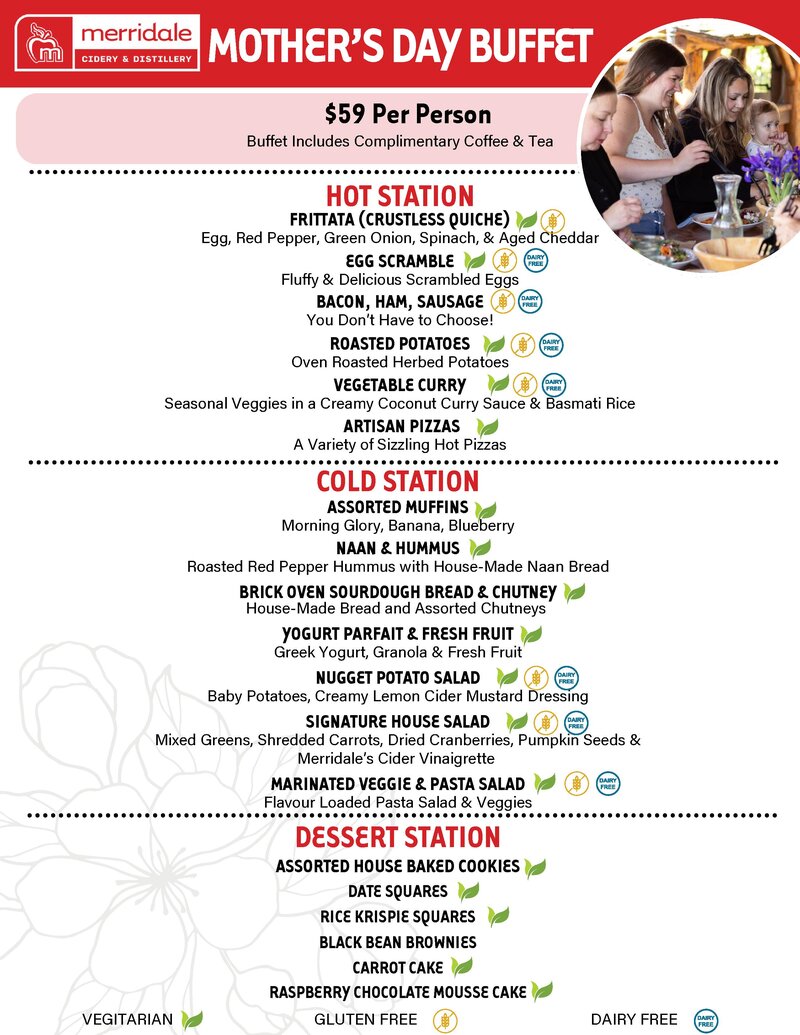 Merridale's Mother's Day Brunch Buffet - May 30th @ Merridale Cidery & Distillery