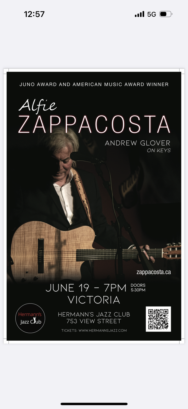 Alfie Zappacosta Live f. Andrew Glover on keys - May 6th @ Hermann's Jazz Club