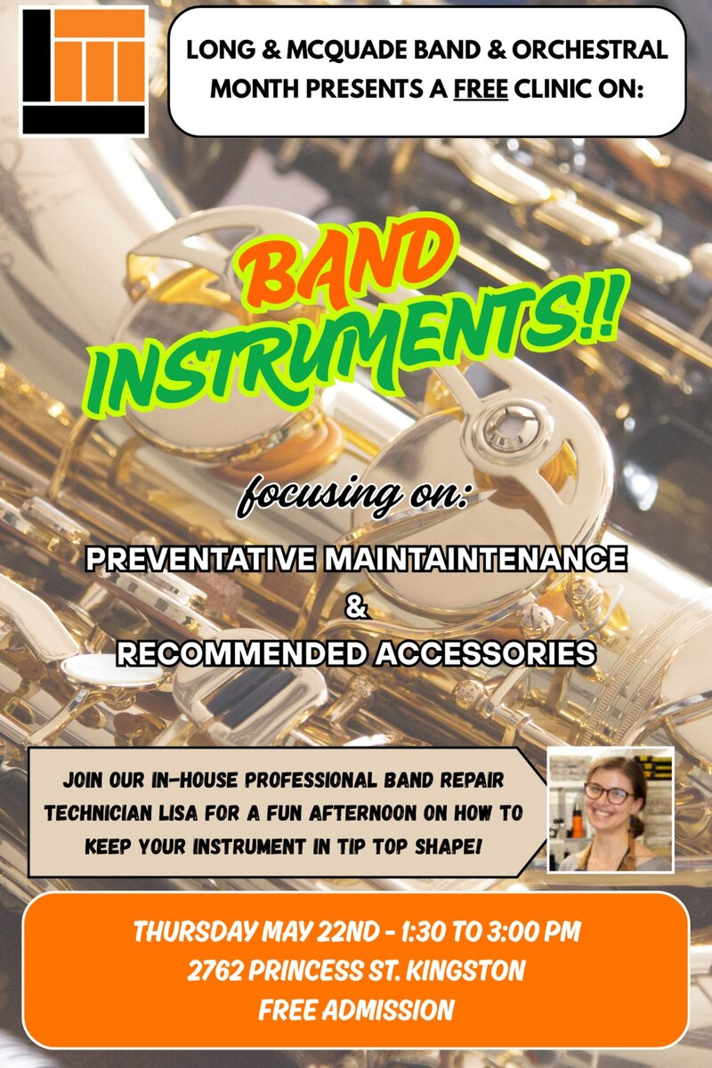 Band Instrument Preventative Maintenance Clinic - May 5th @ Long & McQuade
