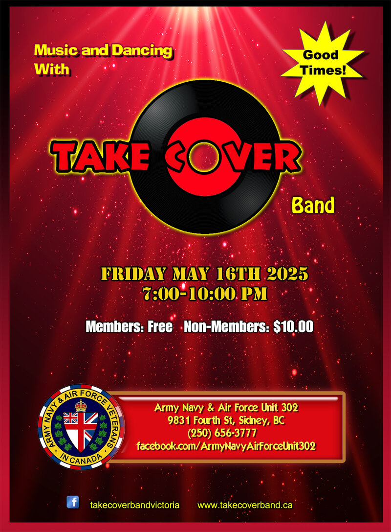 Take Cover @ the ANAF- Back by Popular Demand: Take Cover Band Victoria @ ANAVETS Club 302 May 16 2025 - May 6th @ ANAVETS Club 302