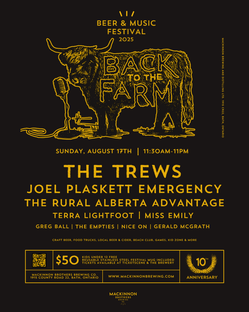 Back to the Farm Beer & Music Festival: The Trews, Joel Plaskett Emergency, The Rural Alberta Advantage, Terra Lightfoot, Miss Emily, Greg Ball, The Empties, Nice On, Gerald McGrath @ MacKinnon Brothers Brewery - Aug 17, 2025