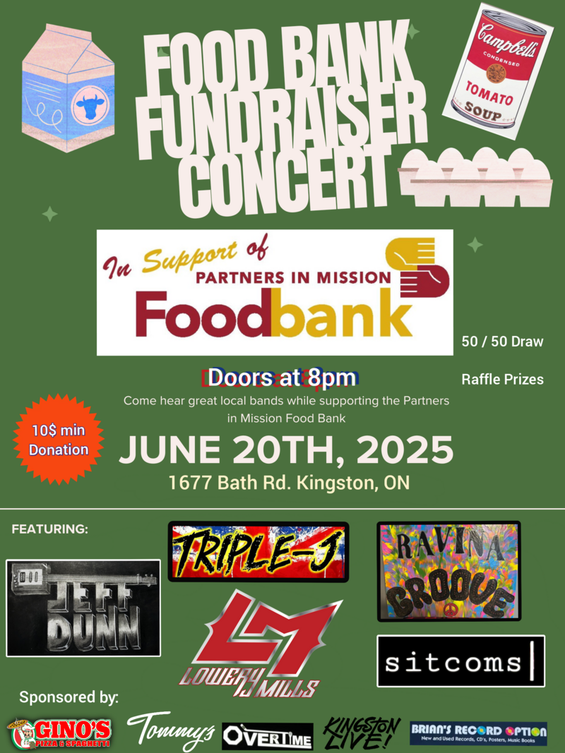 Food bank fundraiser: Jeff Dunn, Sitcoms, Lowery, Triple J, Ravina Groove @ Overtime Sports Bar - Jun 20, 2025