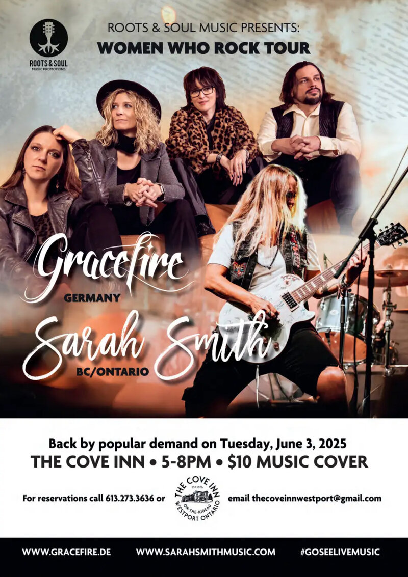 Women Who Rock Tour: Sarah Smith, Gracefire @ The Cove Inn Jun 3 2025 - Jun 5th @ The Cove Inn