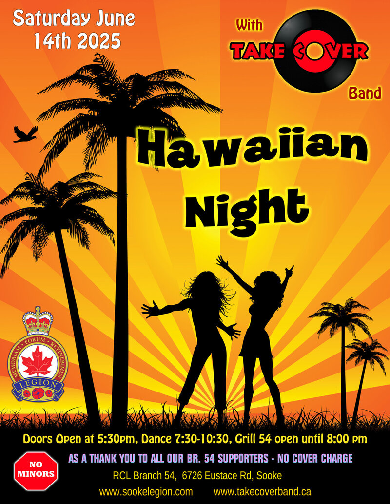 Hawaiian Night with Take Cover Band @ Sooke Royal Canadian Legion Br 54 - Jun 14, 2025
