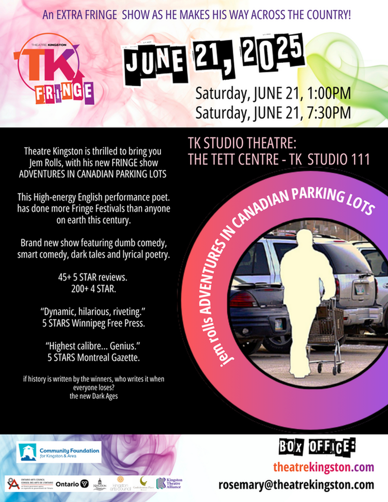 Jem Rolls: Adventures in Canadian Parking Lots - May 8th @ Tett Centre for Creativity & Learning
