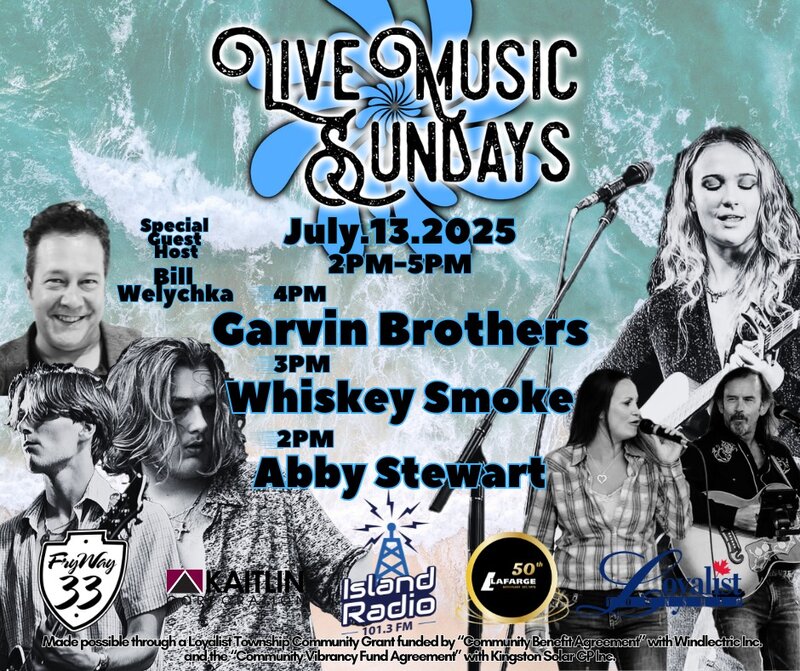 Live Music Sundays: Abby Stewart, Whiskey Smoke, The Garvin Brothers @ Finkle's Shore Park - Jul 13, 2025