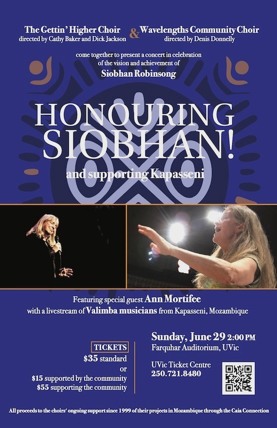 'Honouring Siobhan', a concert presented by the Gettin&rsquo; Higher Choir & Wavelengths Choir, along with our special guest Anne Mortifee - May 7th @ The Farquhar at UVic