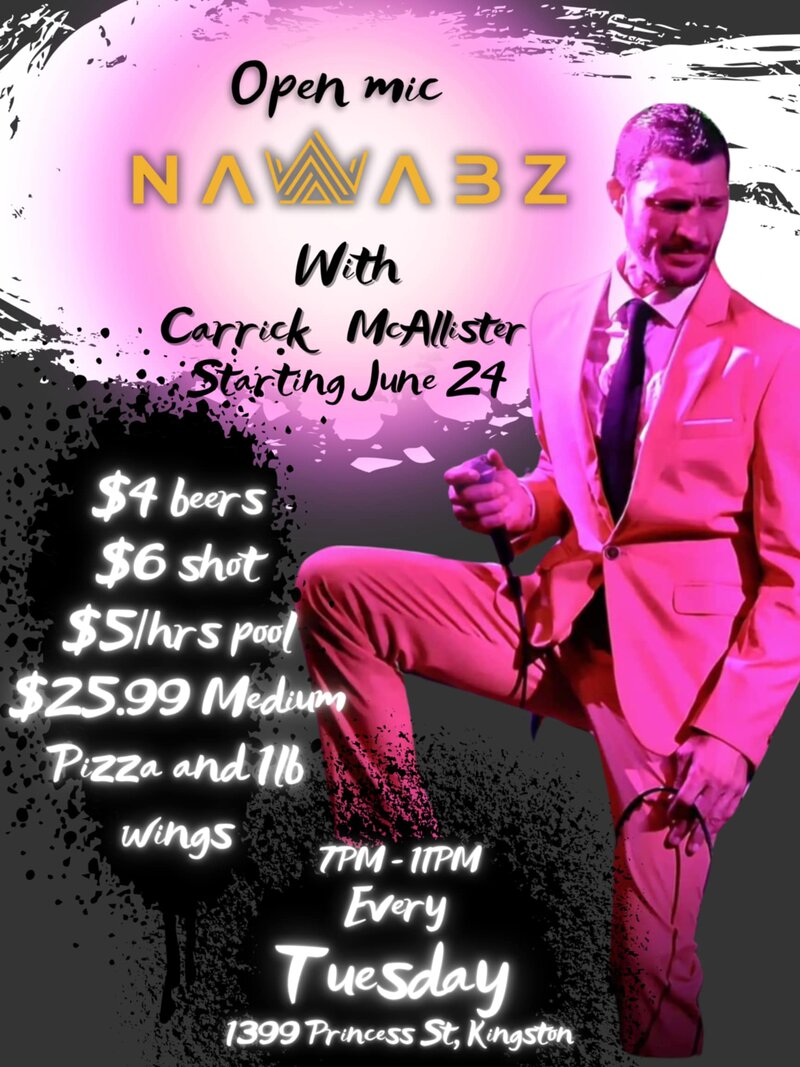 Open Mic with Carrick McAllister - May 1st @ Nawabz Indian Sports Bar & Restaurant