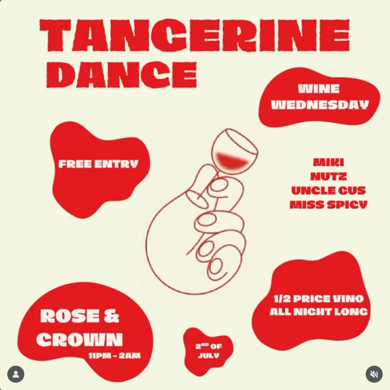 Wine Wednesday with Tangerine Dance - Jun 7th @ The Rose and Crown (Banff)