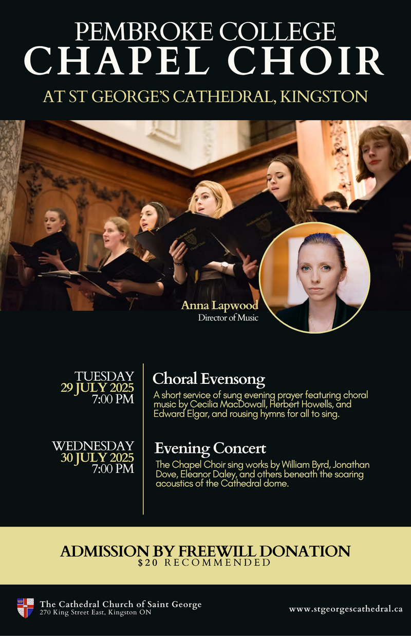 Choral Evensong: Chapel Choir of Pembroke College, Anna Lapwood @ St. George&rsquo;s Cathedral Jul 29 2025 - May 5th @ St. George&rsquo;s Cathedral
