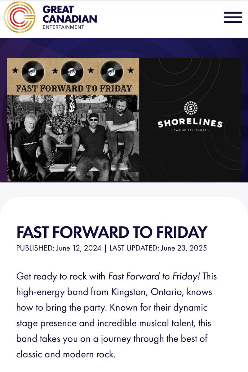 Fast Forward to Friday @ Shorelines Casino Jul 26 2025 - May 6th @ Shorelines Casino