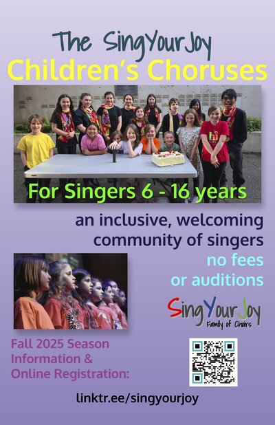 SingYourJoy Children's Choruses weekly rehearsals - May 6th @ James Bay United Church