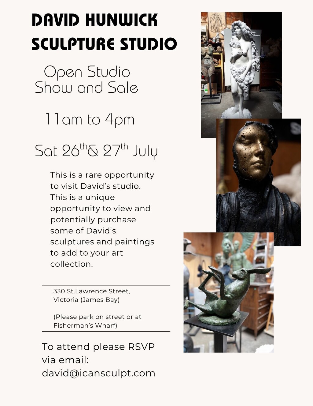 David Hunwick Open Studio Show and Sale @ The Sculpture Studio - Jul 26 ...