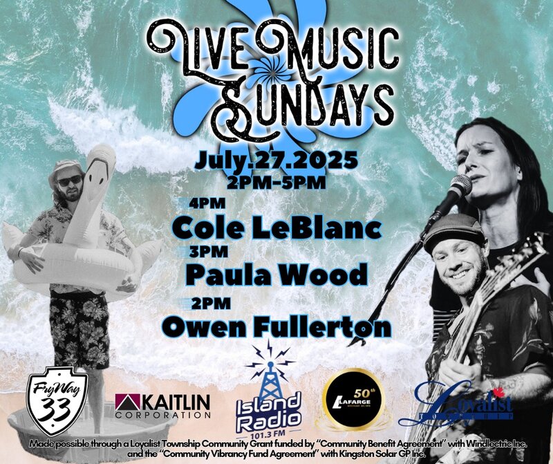 Live Music Sundays: Cole LeBlanc, Paula Wood , Owen Fullerton @ Finkle's Shore Park Jul 27 2025 - May 7th @ Finkle's Shore Park