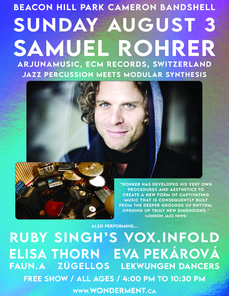 Wonderment:  Samuel Rohrer (Switzerland), Elisa Thorn, Eva Pekárova, Faun.a and more! @ Cameron Bandshell at Beacon Hill Park - Aug 03, 2025