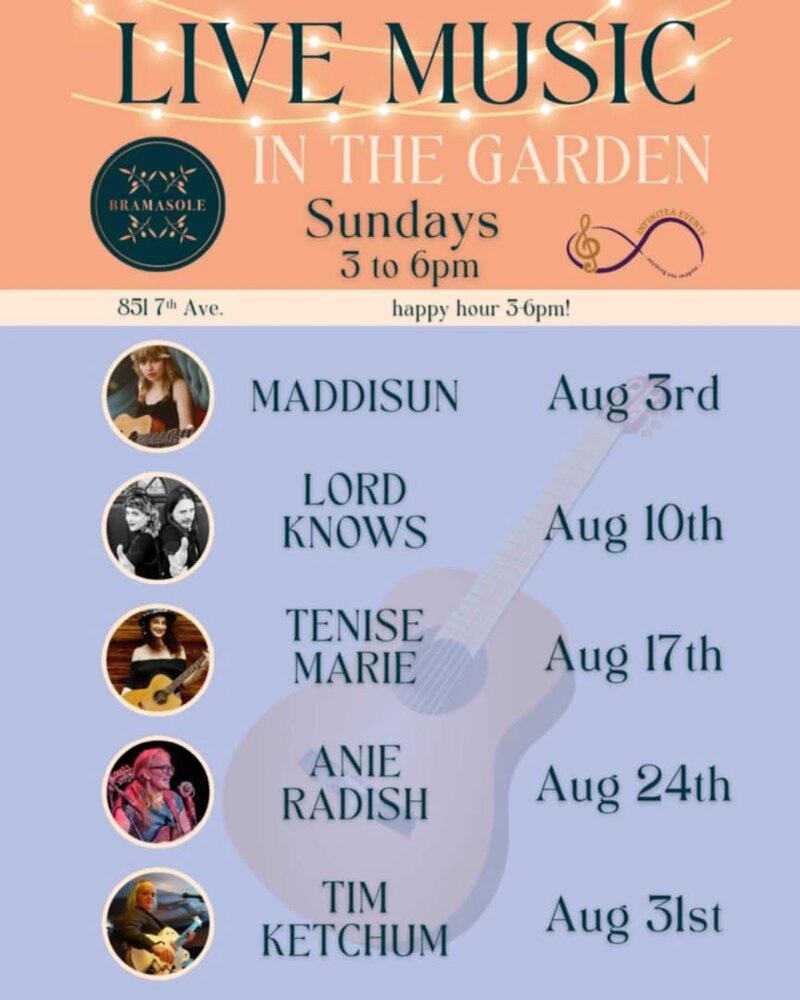 Live Music in the Garden: Maddisun - May 6th @ Bramasole Restaurant