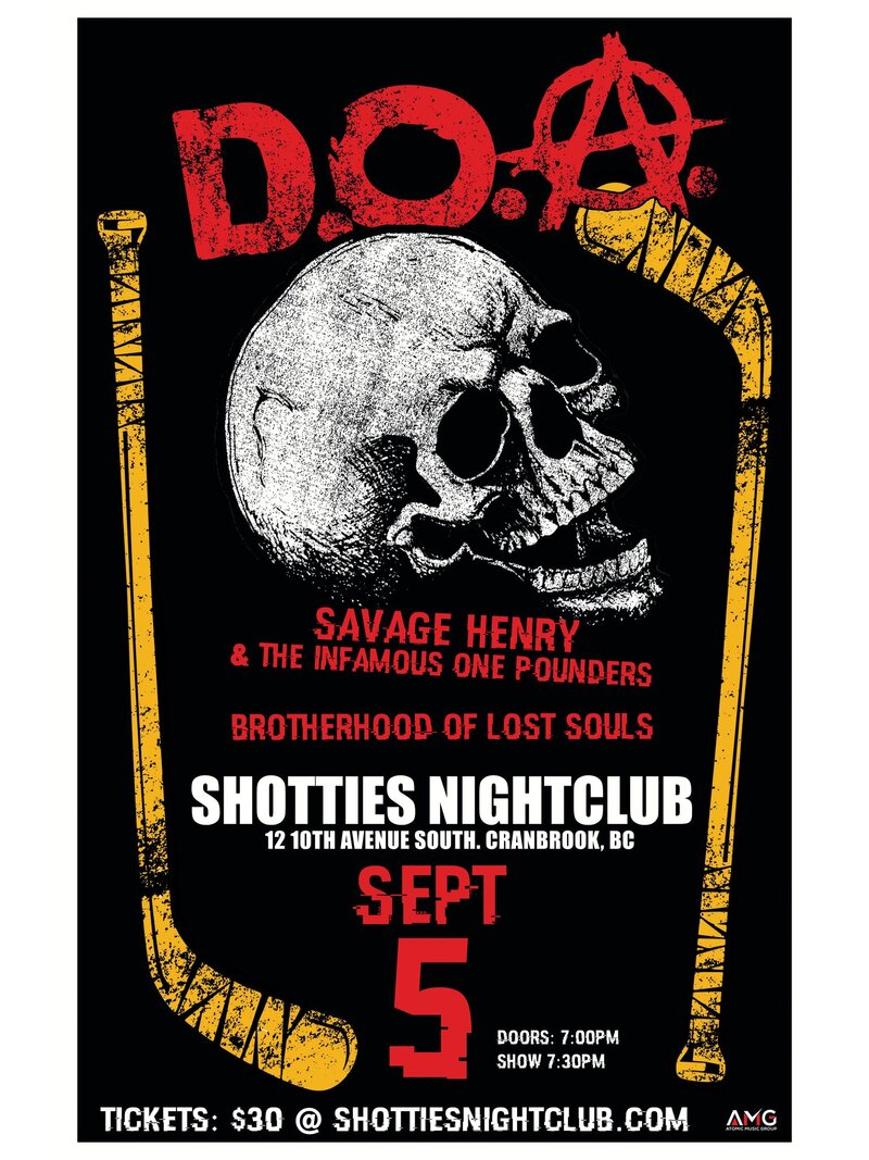 D.O.A. Live at Shotties Nightclub - May 6th @ Shotties Nightclub