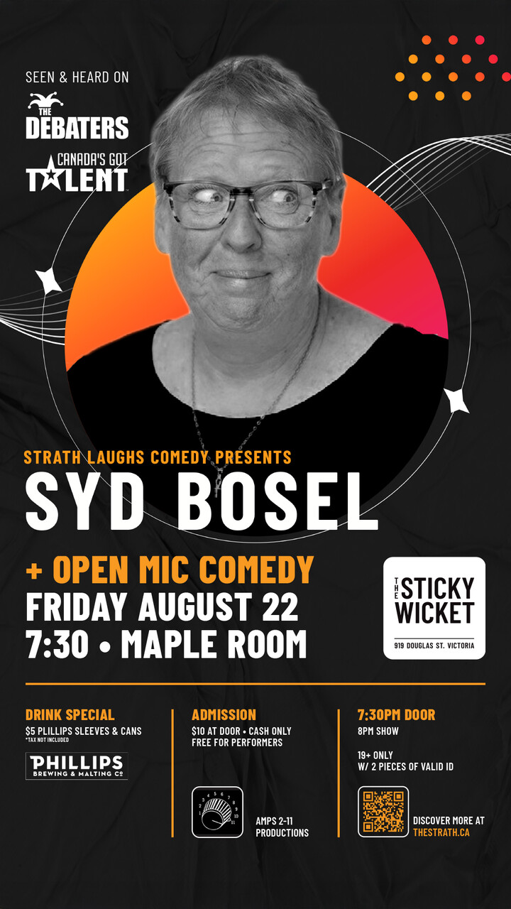 Strath Laughs OPEN MIC August 2025. Featuring Syd Bosel - May 11th @ The Strath