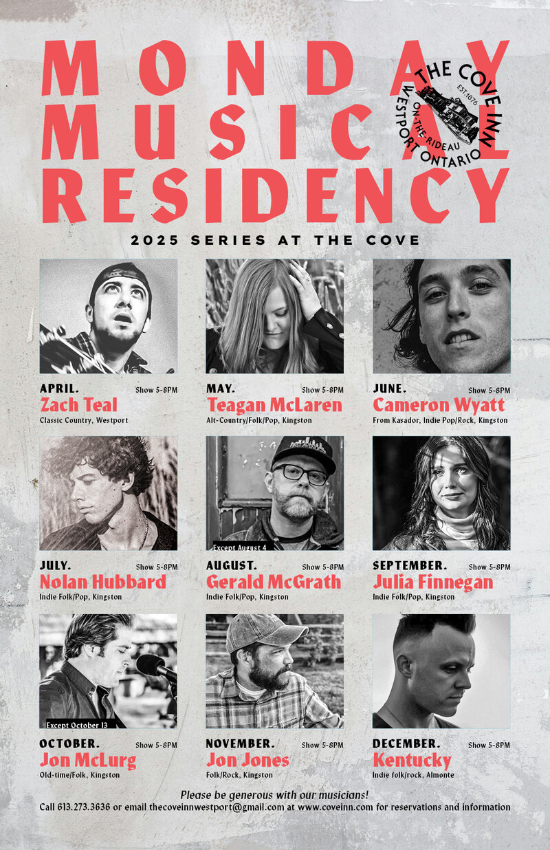 Monday Musical Residency Series: Julia Finnegan @ The Cove Inn Sep 22 2025 - May 1st @ The Cove Inn