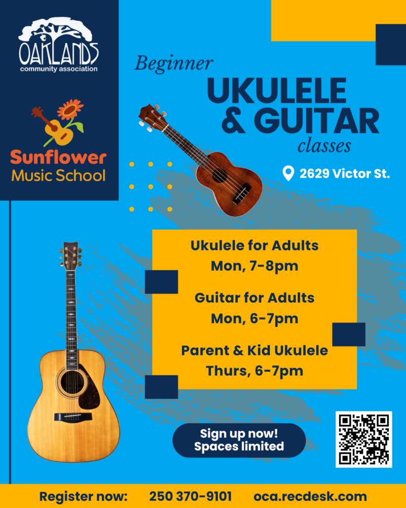 Beginner Ukulele and Guitar Group Lessons at the Oaklands Community Association - May 6th @ Oaklands Community Association