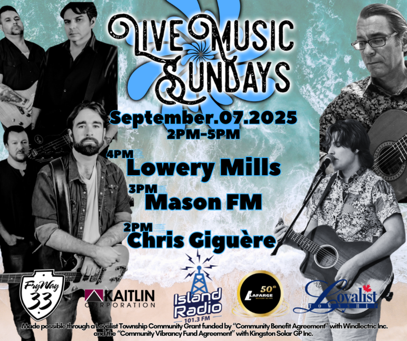 Live Music Sundays: Lowery, Mason FM, Chris Giguère @ Finkle's Shore Park - Sep 07, 2025