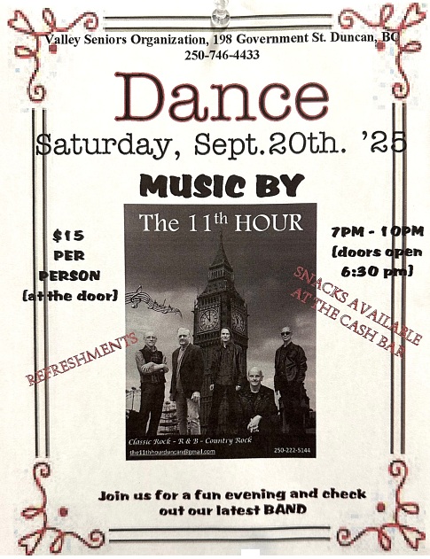Valley Seniors Dance - Jun 4th @ Valley Seniors Org. Hall