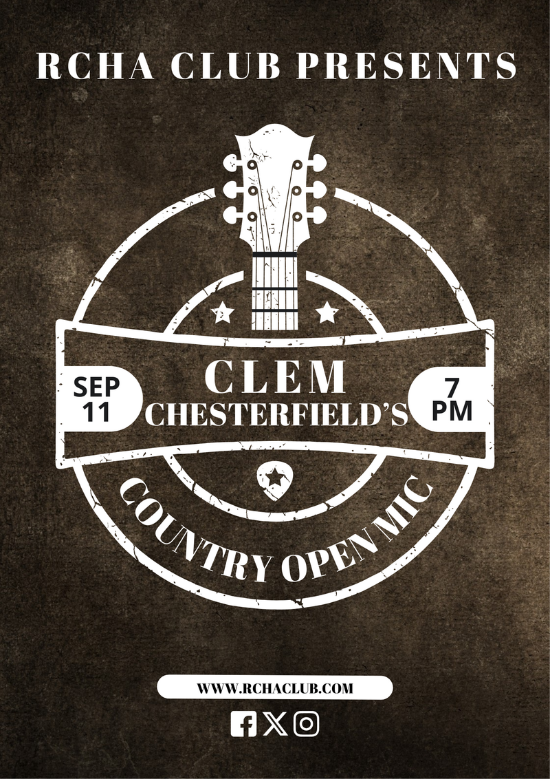 Country Open Mic - May 7th @ The Club at the R.C.H.A.