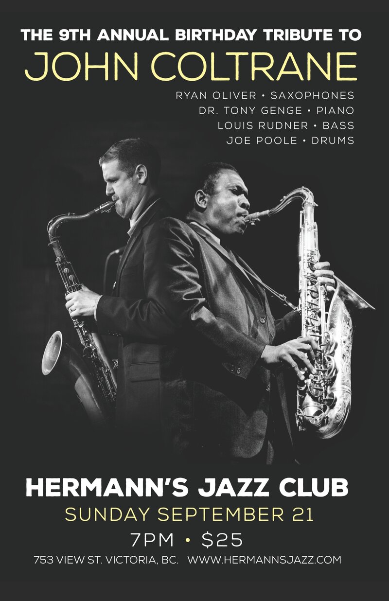 Ryan Oliver Quartet | 9th Annual John Coltrane Birthday Tribute - May 7th @ Hermann's Jazz Club