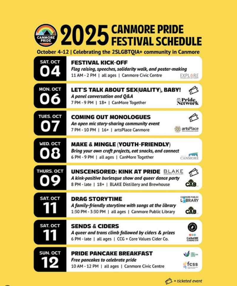 Canmore Pride Festival Kick Off - May 1st @ Civic Centre