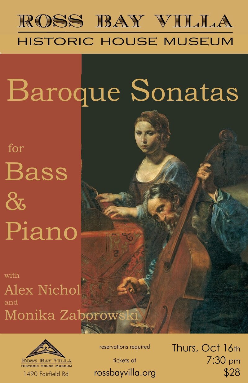 Baroque Sonatas for Piano and Bass - Jun 3rd @ Ross Bay Villa Historic House Museum