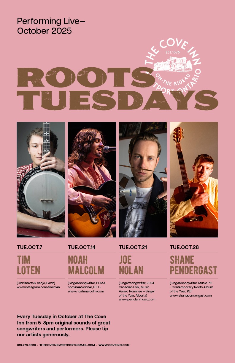 Roots Tuesdays: Noah Malcolm @ The Cove Inn Oct 14 2025 - May 7th @ The Cove Inn