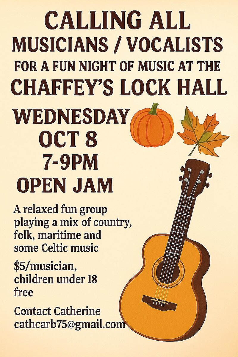 Open Mic @ Chaffey's Lock Community Hall - Oct 08, 2025