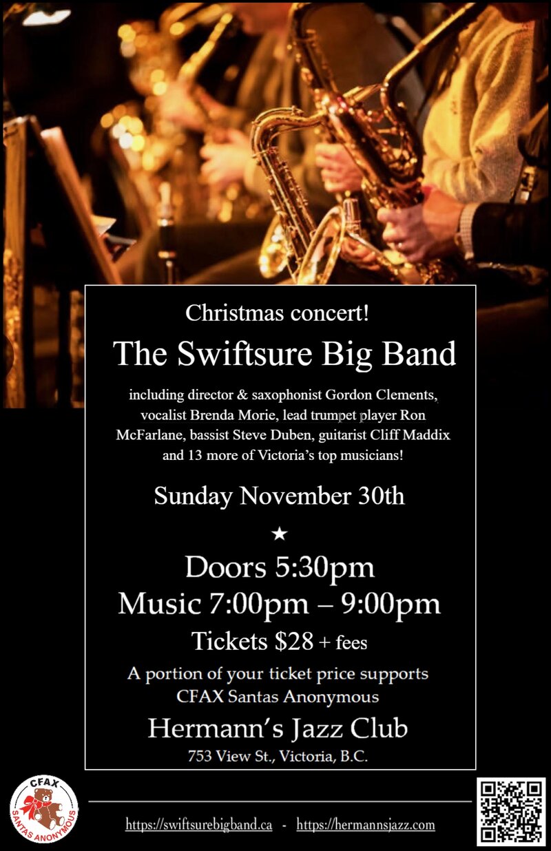 the New Swiftsure Big Band Christmas Concert @ Hermann's Jazz Club Nov 30 2025 - May 7th @ Hermann's Jazz Club