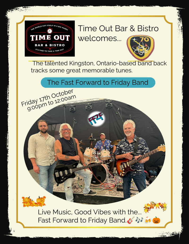 Fast Forward to Friday @ Time Out Bar & Bistro Oct 17 2025 - May 6th @ Time Out Bar & Bistro