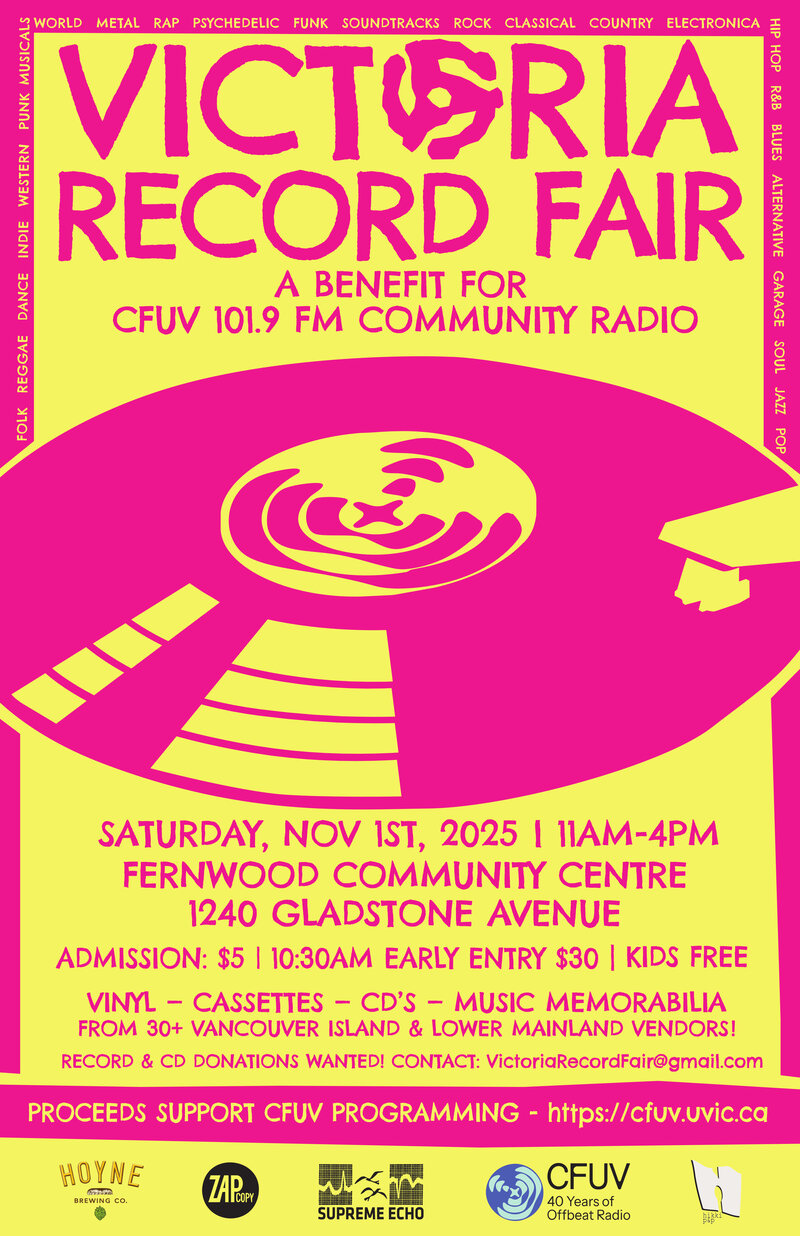 Victoria Record Fair 2025 - May 6th @ Fernwood (NRG) Community Centre