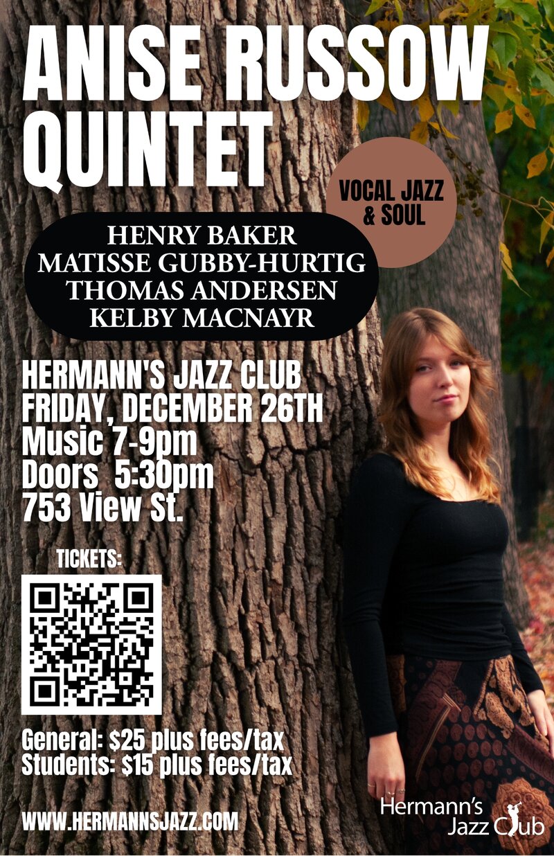 Anise Russow Quintet @ Hermann's Jazz Club Dec 26 2025 - May 7th @ Hermann's Jazz Club